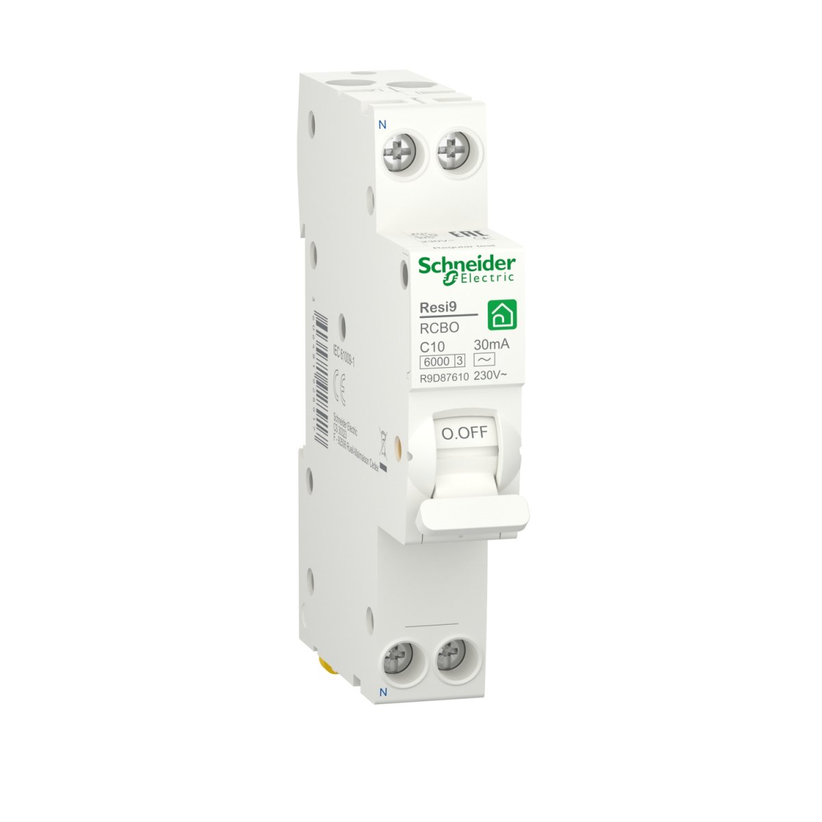 Kompaktniy Difavtomat Schneider Electric Resi9 10 A 30 Ma 1p N 6ka Krivaya S Tip As R9d87610 B8652