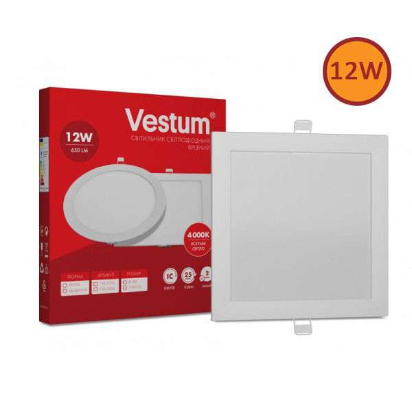 Svetilnik Led Vreznoi Kvadratnyi Vestum 12w 4100k 220v Svetilnik Led Vreznoi Kvadratnyi Vestum 12w 4100k 220v
