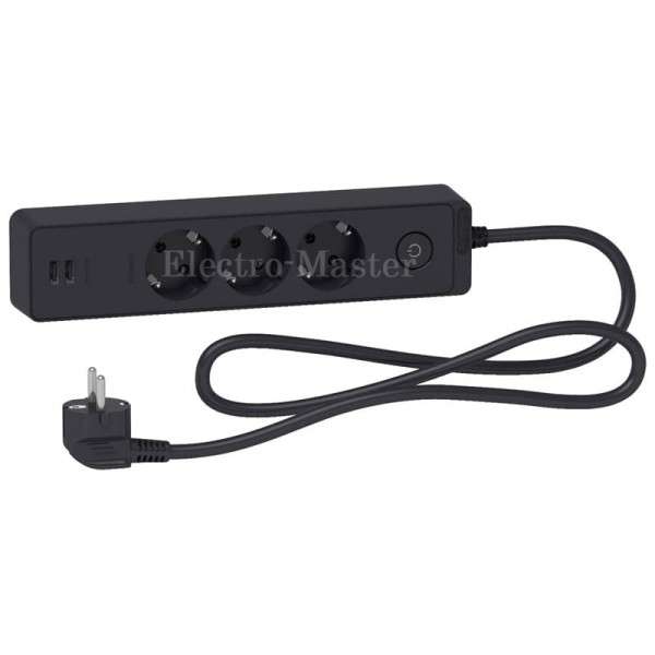 Udlinitel Unica Extend 3 Rozetki S Zazemleniem 2usb Chernyi 1 Udlinitel Unica Extend 3 Rozetki S Zazemleniem 2usb Chernyi 1